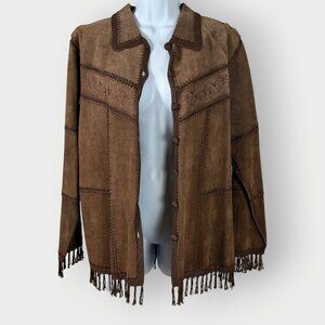 Boho Womens Patchwork Suede Jacket | Brown Embroidery | Prairie Western Rodeo